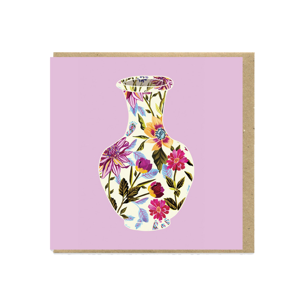 English Garden Vase Greeting Card