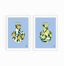 Load image into Gallery viewer, Arancia Vase on Blue Art Print
