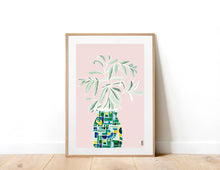 Load image into Gallery viewer, Vase and Leaves on Pink Art Print
