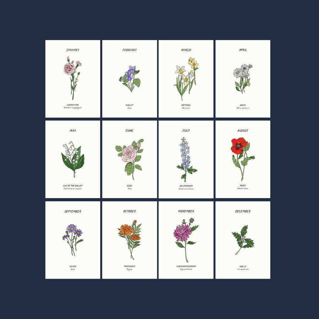 Personalised Birth Month Flower Art Print