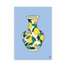Load image into Gallery viewer, Limone Vase on Blue Art Print
