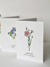 Load image into Gallery viewer, Set of 12 Birth flower recycled Cards with recycled envelopes
