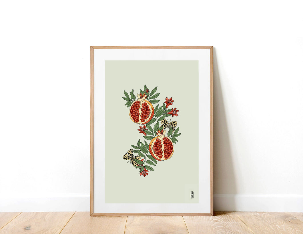 Pomegranates and Butterflies Art Print