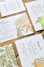 Load image into Gallery viewer, Set of 5 Hand Cocktail Recipe Cards on Recycled Card
