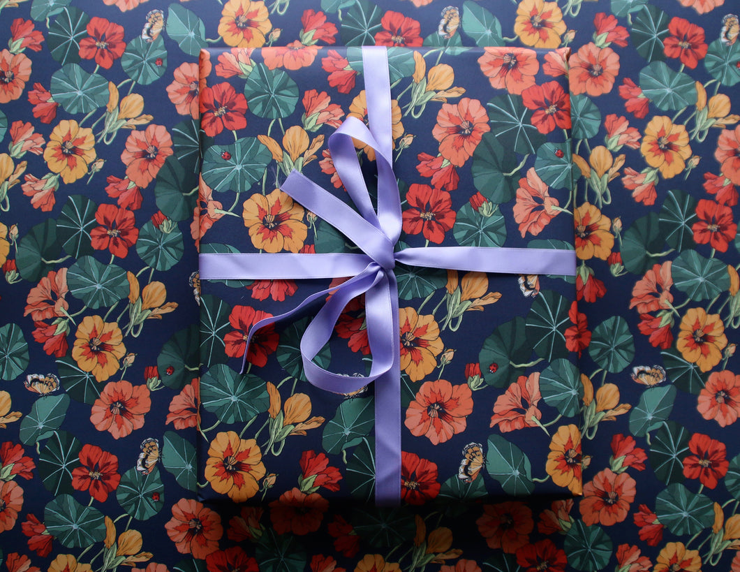 Nasturtium Floral Illustrated Gift Wrap